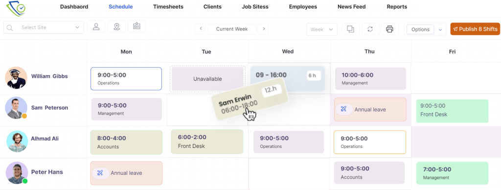 employee rostering & timesheet software